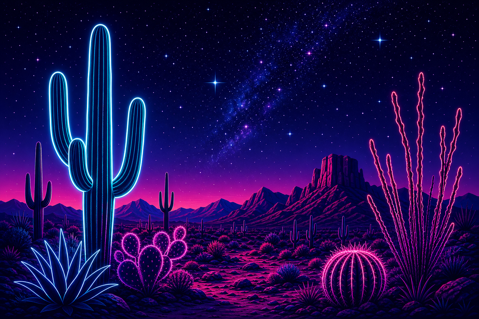 Neon Cactus Nights